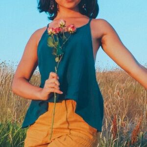 Cotton flower clothing Cami Tank- Black